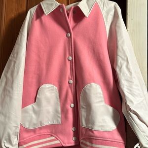 Pink and white womens jacket